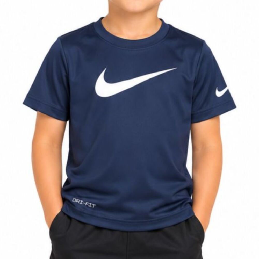 🔥5 for $30🔥 Nike Boys’ Dri-FIT Navy Blue Swoosh Short Sleeve Shirt | Size 6